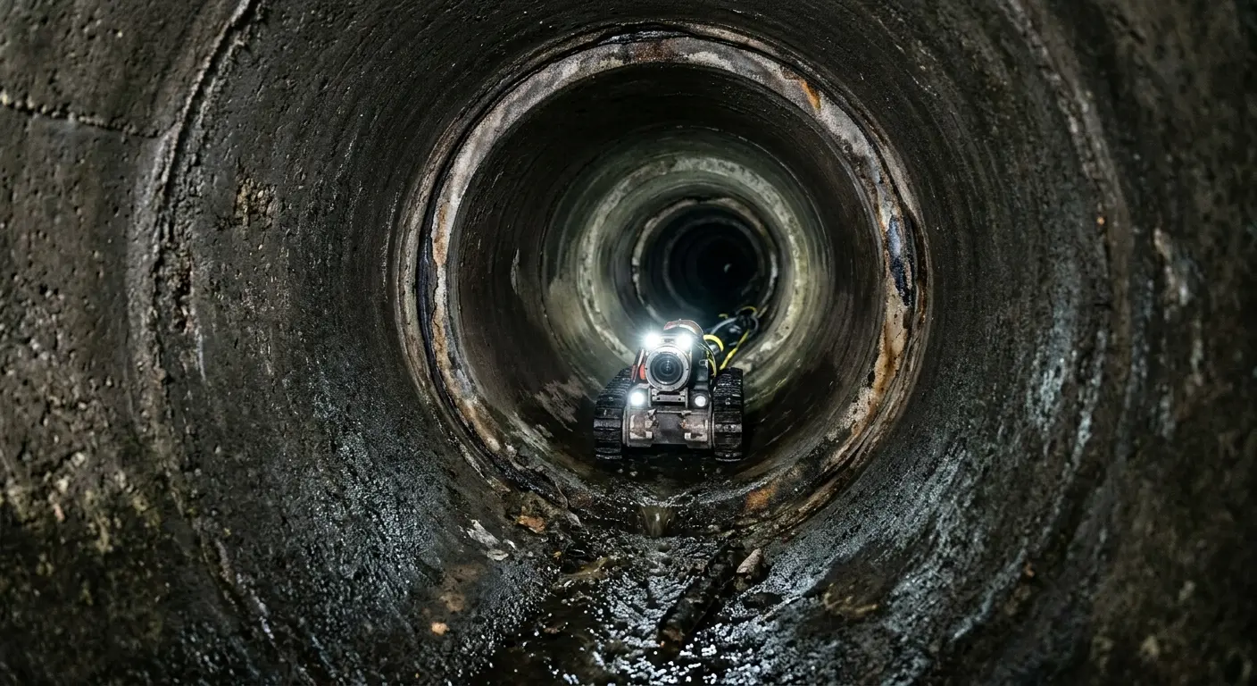 Robotic sewer camera inspecting pipe interior for Sewer Line Repair in Lansdowne